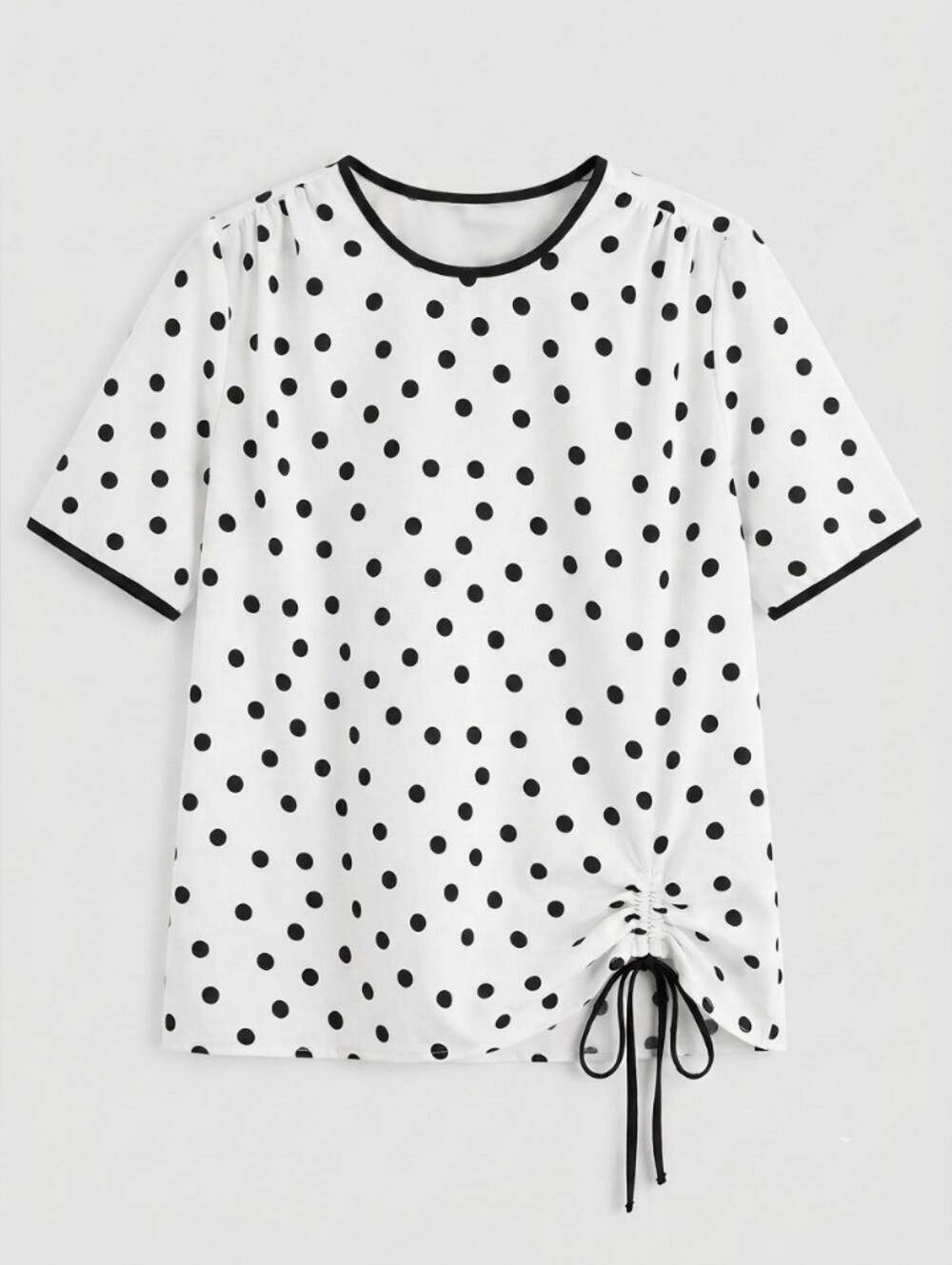 Polka Dot Drawstring Tee - White/Black